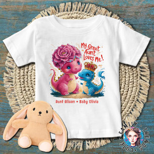 T-shirt Pour Bébé Ma Grande Tante M'Aime Les Dinos Bleus Rose