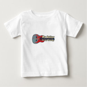 T-shirt Pour Bébé Ma guitare est ma thérapie. vintage rouge et bleu