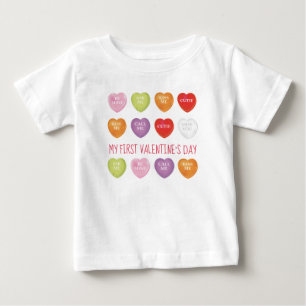 T-shirt Pour Bébé Ma première Saint Valentin Cute Coeur Vintage Cust