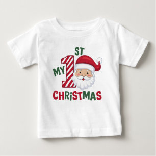 T-shirt Pour Bébé Ma première typographie de Noël Santa mignon