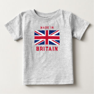 T-shirt Pour Bébé "Made in Britain" (Texte rouge) Union Jack Vintage