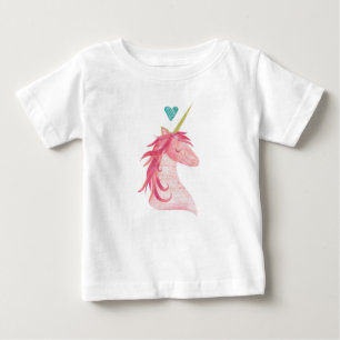 T-shirt Pour Bébé Magie rose de licorne avec le coeur