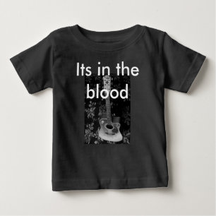 T-shirt Pour Bébé Magnifique Belle Guitare Africaine Niveaux de Gris