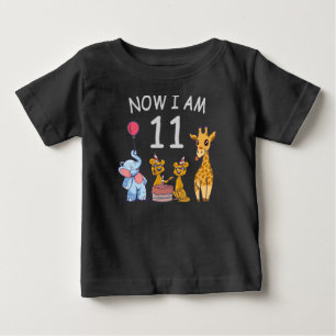T-shirt Pour Bébé Maintenant j'ai 11 ans 11e anniversaire au Zoo