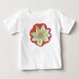 T-shirt Pour Bébé Mandala fleur Dessin Toddler Ruffle Tee, Blanc
