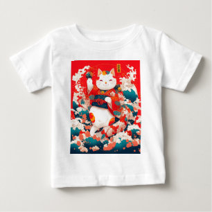 T-shirt Pour Bébé Maneki-Neko, Chat japonais chanceux
