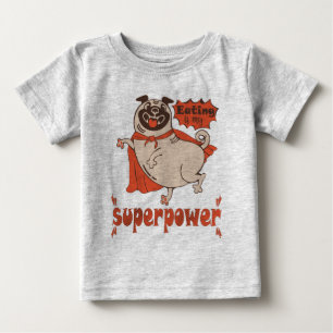 T-shirt Pour Bébé Manger est mon super-puissance rouge carlin style 