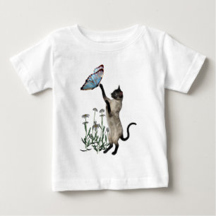 T-shirt Pour Bébé Marguerite de papillons de chats de Siamèse