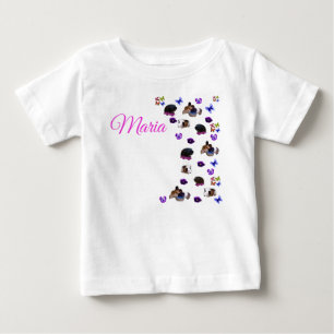 T-shirt Pour Bébé Maria, nom avec cochons d'Inde et pensées,