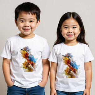 T-shirt Pour Bébé Martin pêcheur petit oiseau seul sur perché