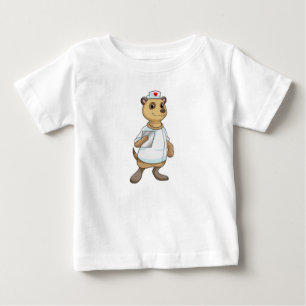 T-shirt Pour Bébé Meerkat comme infirmière avec coeur