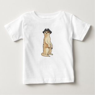 T-shirt Pour Bébé Meerkat comme Pirate avec casquette pirate