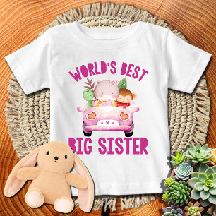 T-shirt Pour Bébé Meilleure Grande Sœur du Monde Singe Rose + Hipp