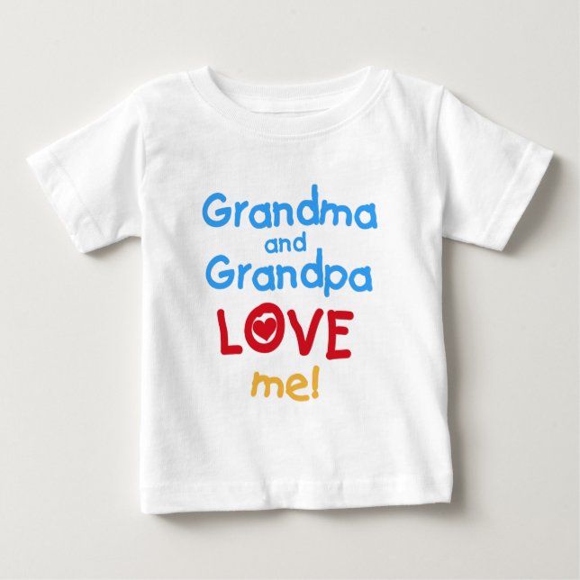T-shirt Pour Bébé Mémé et Papi m'aiment (Devant)