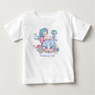 T-shirt Pour Bébé Mermaid Sea Life Fête d'anniversaire avec âge pe