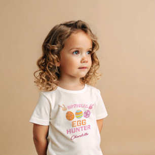 T-shirt Pour Bébé Mignon chasseur d'oeufs officiel de Pâques nom pou