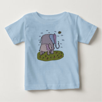 T-shirt Pour Bébé mignon éléphant maman et bébé pastel mangeant des
