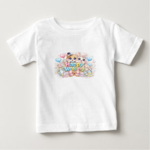 T-shirt Pour Bébé Mignon Kawaii Couple Animaux Mariage Heureux Paste