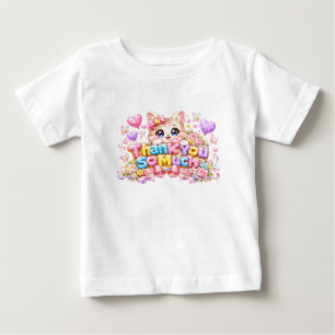 T-shirt Pour Bébé Mignon Kawaii Merci Beaucoup Nom de Chat Rose Past