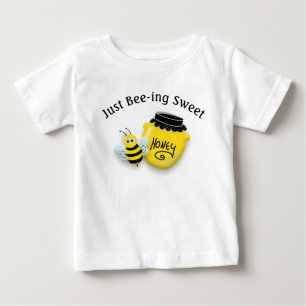 T-shirt Pour Bébé Mignonne abeille à miel et pot de miel étant douce