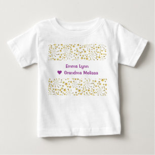 T-shirt Pour Bébé Mignonne Elegant Gold Stars Nom Love Grand-mère