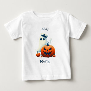 T-shirt Pour Bébé Mignonne, nautique/côtier Halloween fantôme/citrou