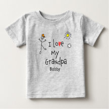 Mignonnes Garçons J'aime Mon grand-père Baby Tee