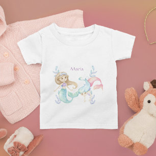 T-shirt Pour Bébé Mignonnes sirènes avec votre nom