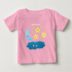 T-shirt Pour Bébé Mignons étoiles chantant, lune et bande dessinée d