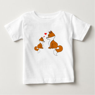 T-shirt Pour Bébé Mignons renards aux coeurs, dessinés à la main