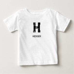 T-SHIRT POUR BÉBÉ MINIMALISTE NOIR UNE LETTRE MONOGRAMME NOM BLANC