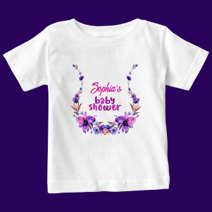 T-shirt Pour Bébé Modèle floral de Baby shower mou personnalisé