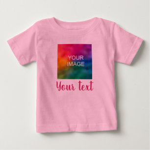 T-shirt Pour Bébé Modèle rose d'image et de script personnalisable