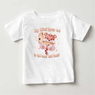 T-shirt Pour Bébé Mon imi m'aime sur la lune et le tigre du dos