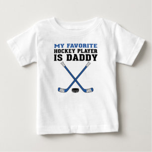 T-shirt Pour Bébé Mon joueur préféré de hockey est Daddy Blue Sticks