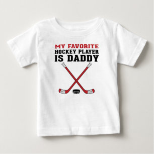 T-shirt Pour Bébé Mon joueur préféré de hockey est Daddy Red Sticks