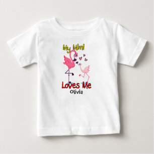 T-shirt Pour Bébé Mon Mimi m'aime Flamant rose