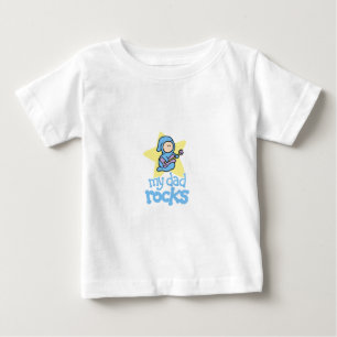 T-shirt Pour Bébé Mon Papa Déchire - Bébé avec Guitare