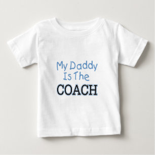 T-shirt Pour Bébé Mon papa est l'entraîneur (bleu)