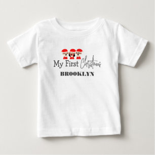 T-shirt Pour Bébé Mon premier bébé de Noël Nom personnalisé