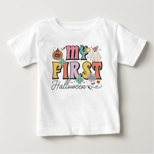 T-shirt Pour Bébé Mon premier Halloween mignon Citrouille Ghost Supe
