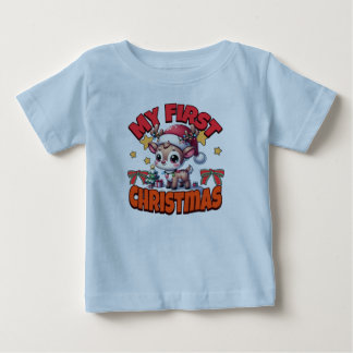 T-shirt Pour Bébé Mon premier Noël - Baby Fawn Delight