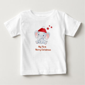 T-shirt Pour Bébé Mon premier nouveau-né de Noël - éléphant de Père