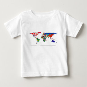 T-shirt Pour Bébé Monde pendant - carte des drapeaux du monde