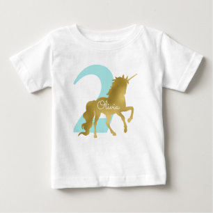 T-shirt Pour Bébé Monnaie et or Unicorne Jalon Anniversaire