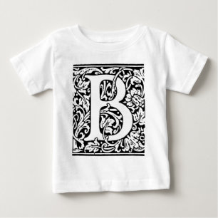 T-shirt Pour Bébé Monogramme B initial. Nom customisé Modèle floral