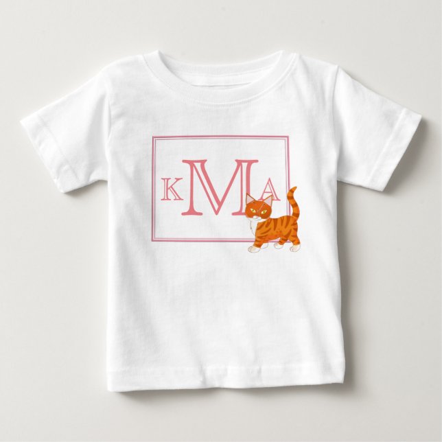 T-shirt Pour Bébé Monogramme Cute Kitty (Devant)