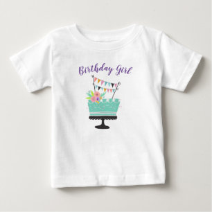 T-shirt Pour Bébé monogramme de célébration de gâteau fille annivers