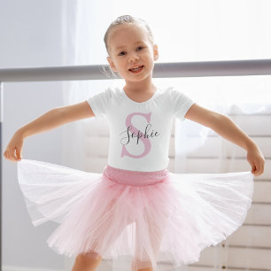 T-shirt Pour Bébé Monogramme de nom personnalisé moderne rose