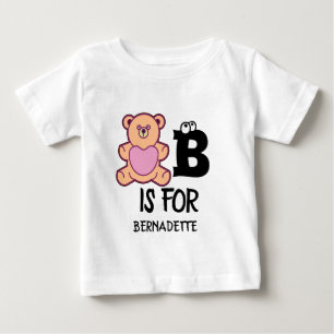 T-shirt Pour Bébé Monogramme personnalisé B pour ours drôle animal m